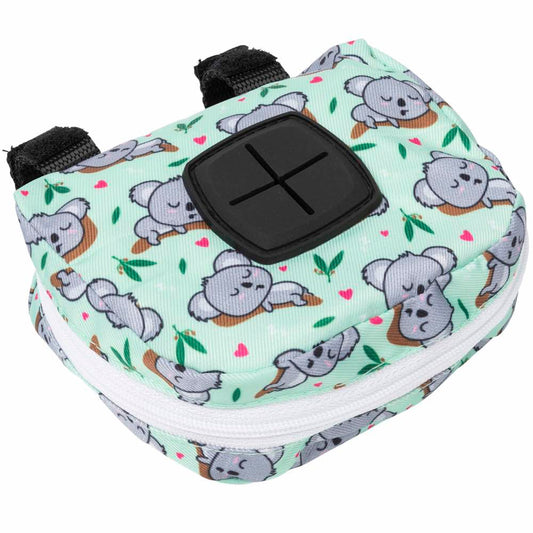 FuzzYard Poop Dispenser Bag in Dreamtime Koalas print, featuring sleeping koalas on a mint green polyester fabric.