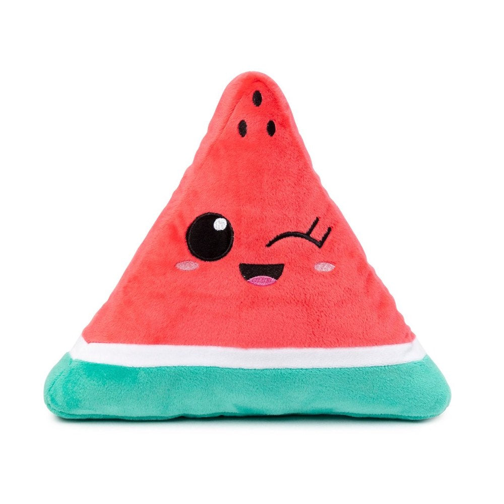FuzzYard Winky Watermelon plush dog toy, red, white, and green with a cute winking face.