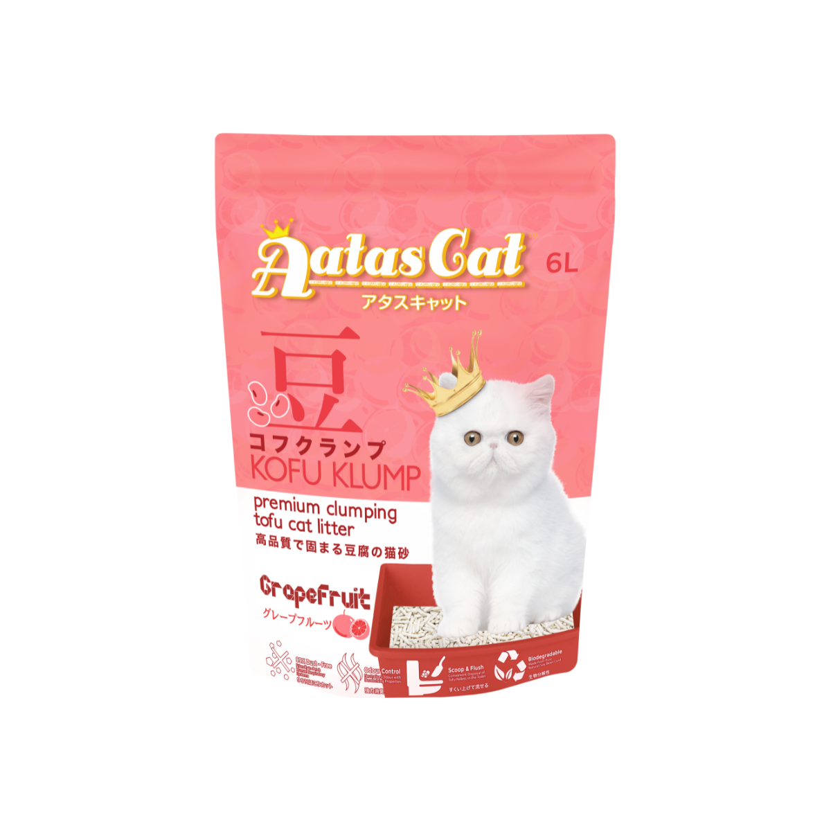 Aatas Cat Kofu Klump Tofu Cat Litter Grapefruit 6L
