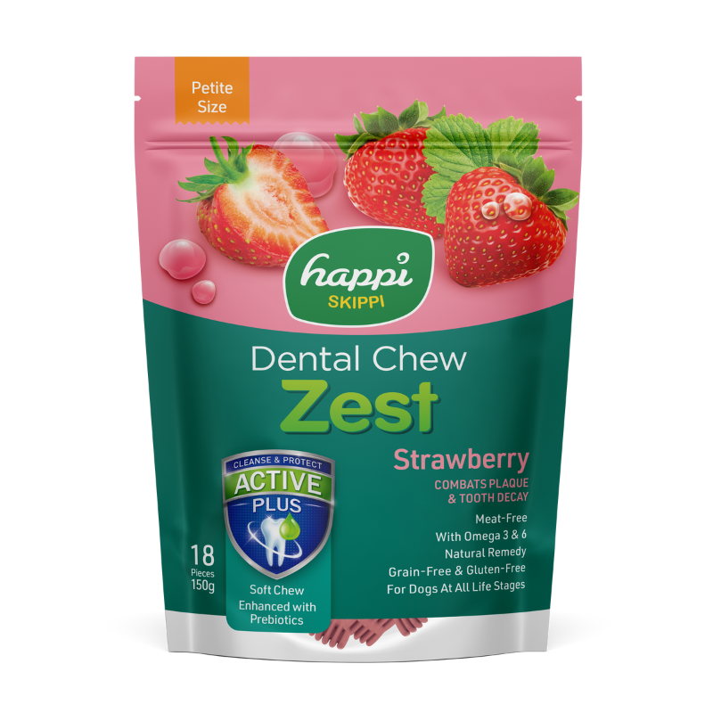 Happi Skippi Zest Petite Strawberry Dental Dog Chew - 150g