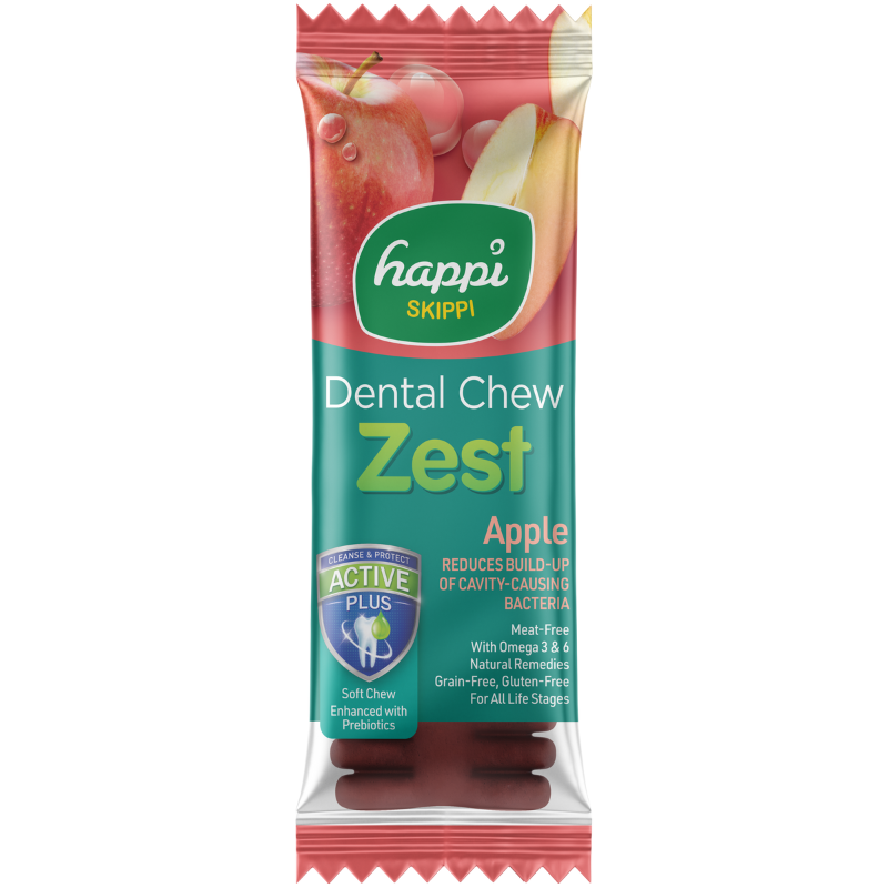 [10 for $12] Happi Skippi Zest Apple 4 Inch Dental Dog Chew - 25g