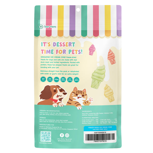SingAPaw Freeze-Dried Ice Cream Cone Lactose-Free Milk