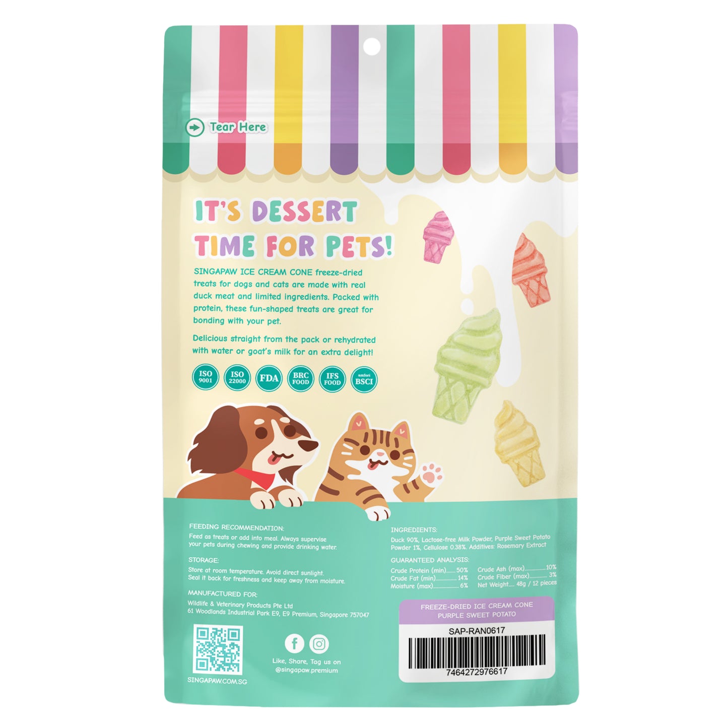 SingAPaw Freeze-Dried Ice Cream Cone Purple Sweet Potato