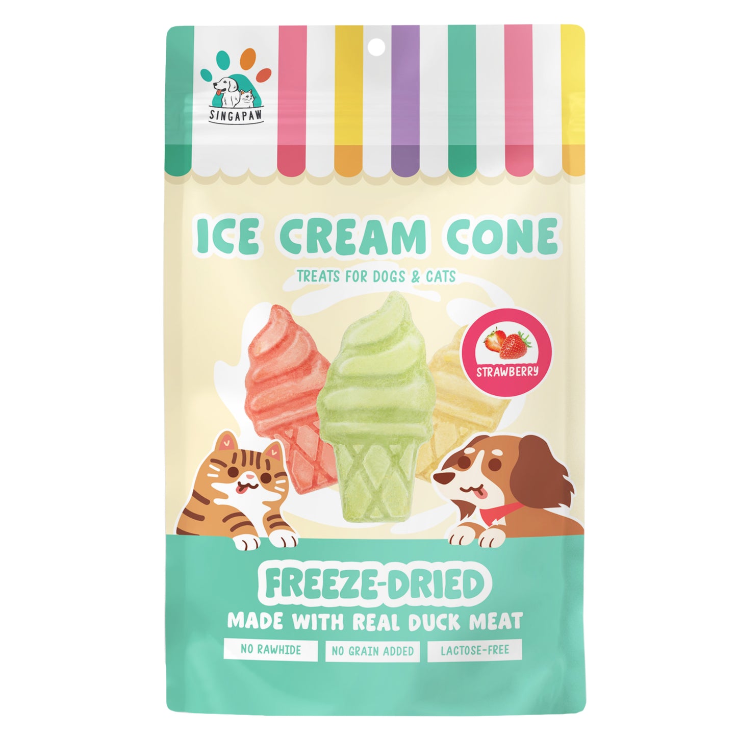 SingAPaw Freeze-Dried Ice Cream Cone Strawberry