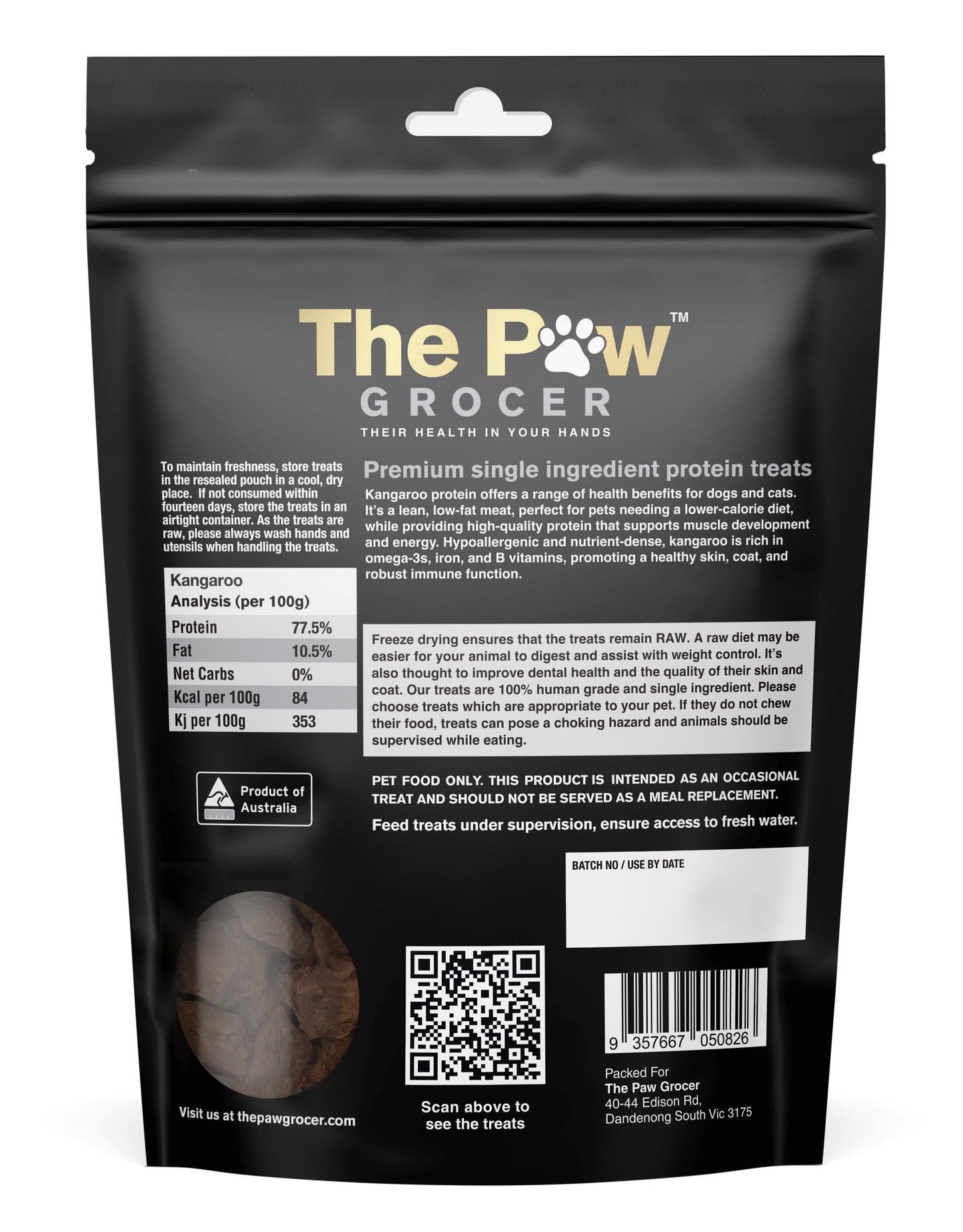 The Paw Grocer Kangaroo Freeze-Dried Treats 72g