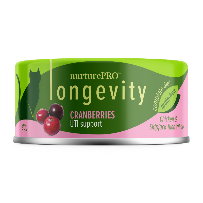 Nurture Pro Longevity Chicken & Skipjack Tuna White Meat With Cranberries Canned Cat Food - 80g
