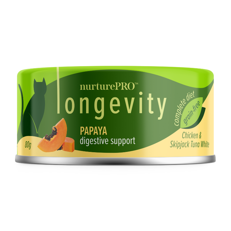 Nurture Pro Longevity Chicken & Skipjack Tuna White Meat With Papaya Canned Cat Food - 80g