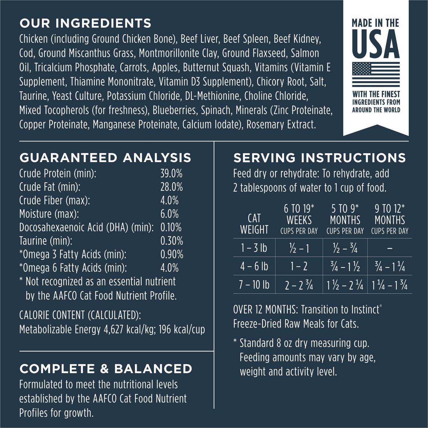Instinct Freeze-dried Raw Meals Kitten Grain-free Cage-free Chicken Recipe Cat Food