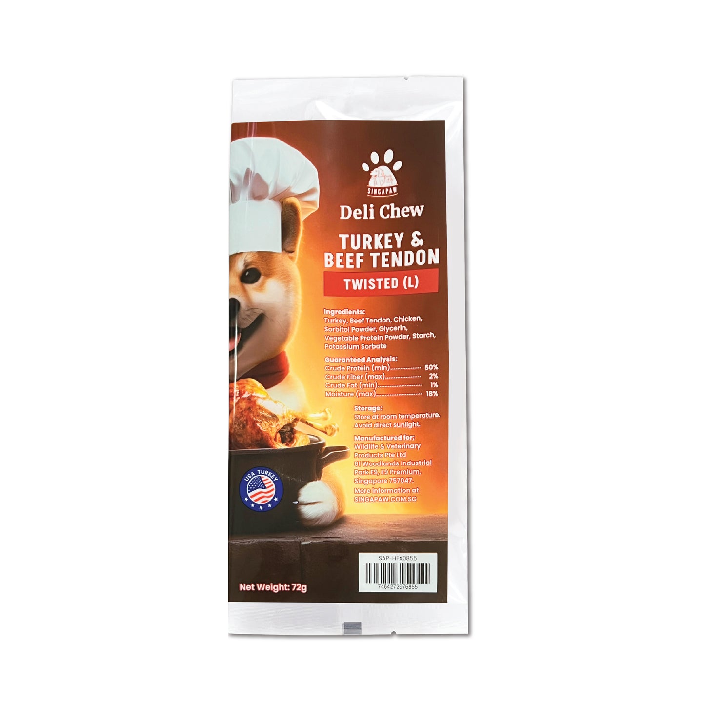 SingAPaw Deli Chew Turkey & Beef Tendon Twisted (L)