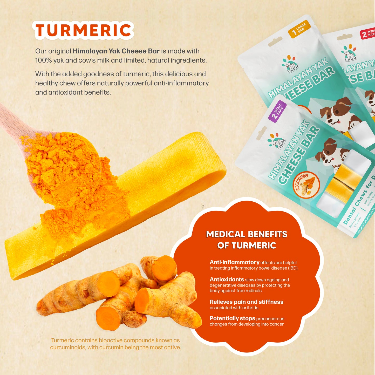 SingAPaw Himalayan Yak Cheese Bar (Turmeric)