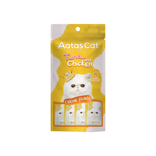 Aatas Cat Crème Purée Tuna with Chicken Crème Purée 14g (4 Sachets)