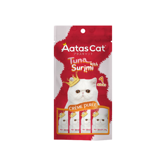 Aatas Cat Crème Purée Tuna with Surimi Crème Purée 14g (4 Sachets)