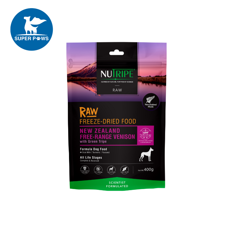 Nutripe Raw Freeze Dried NZ Free-range Venison with Venison Green Tripe Dog 400g