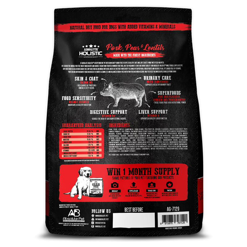 Absolute Holistic Grain Free Pork & Peas Dog Dry Food