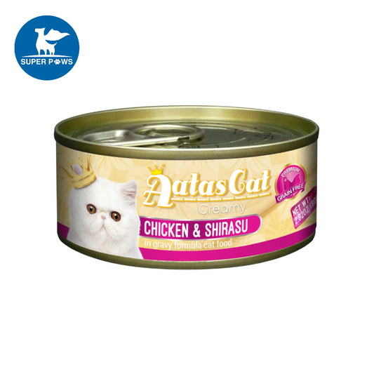 [Bundle of 24] Aatas Cat Creamy Canned Food - Chicken & Shirasu