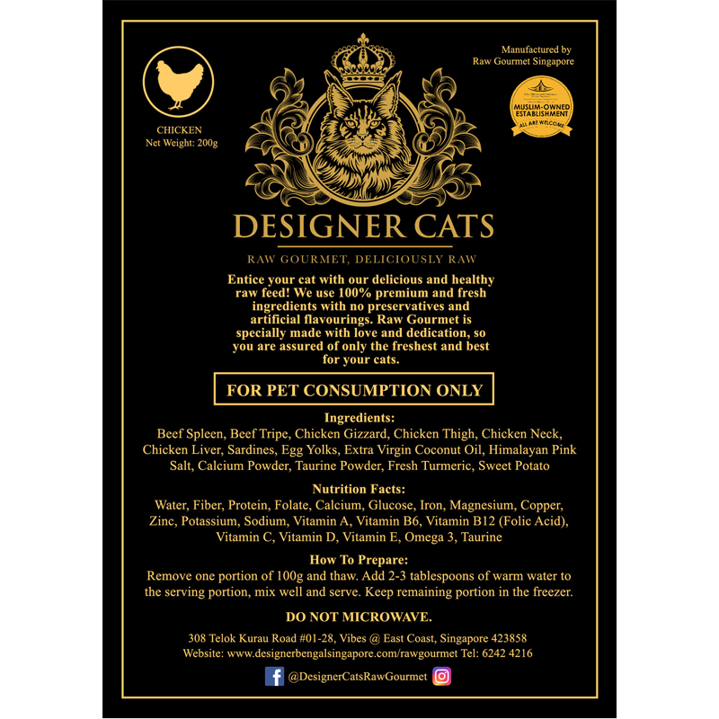 Designer Cat's Raw Frozen Gourmet - Chicken