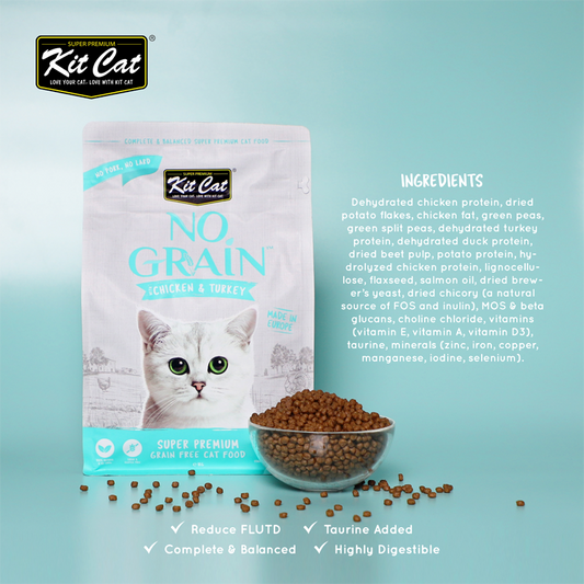 Kit Cat No Grain Dry Cat Food - Chicken & Turkey