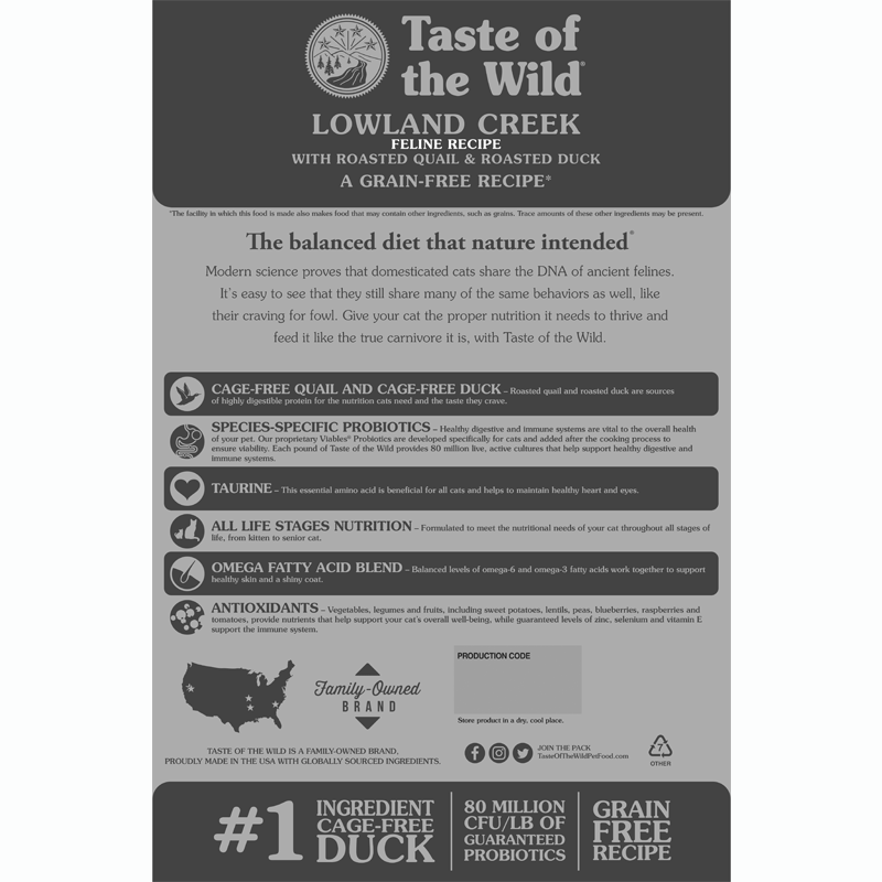 Taste Of The Wild Lowland Creek Roasted Quail & Roasted Duck Feline Dry Cat Food