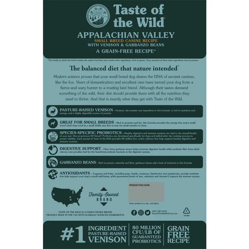 Taste of The Wild Appalachian Valley Small Breed Venison