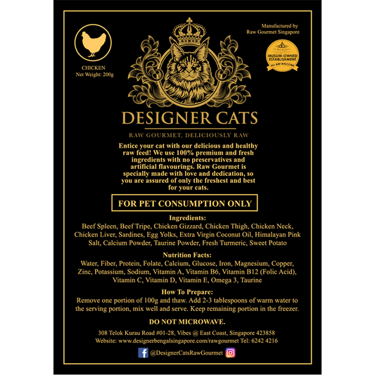 Designer Cat's Raw Frozen Gourmet - Chicken