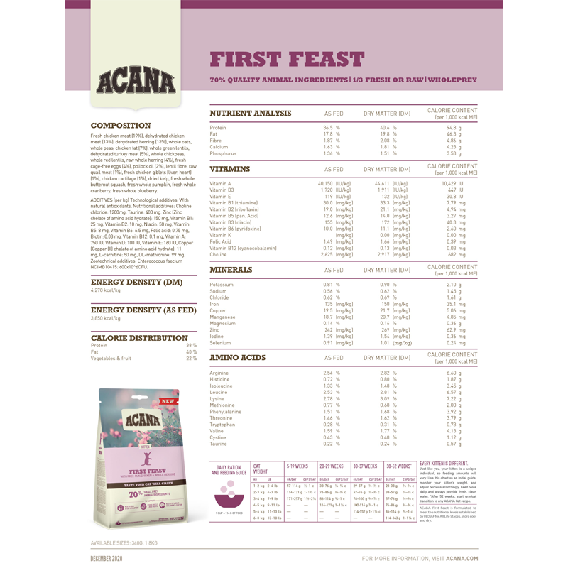 ACANA First Feast Cat Dry Food 1.8kg