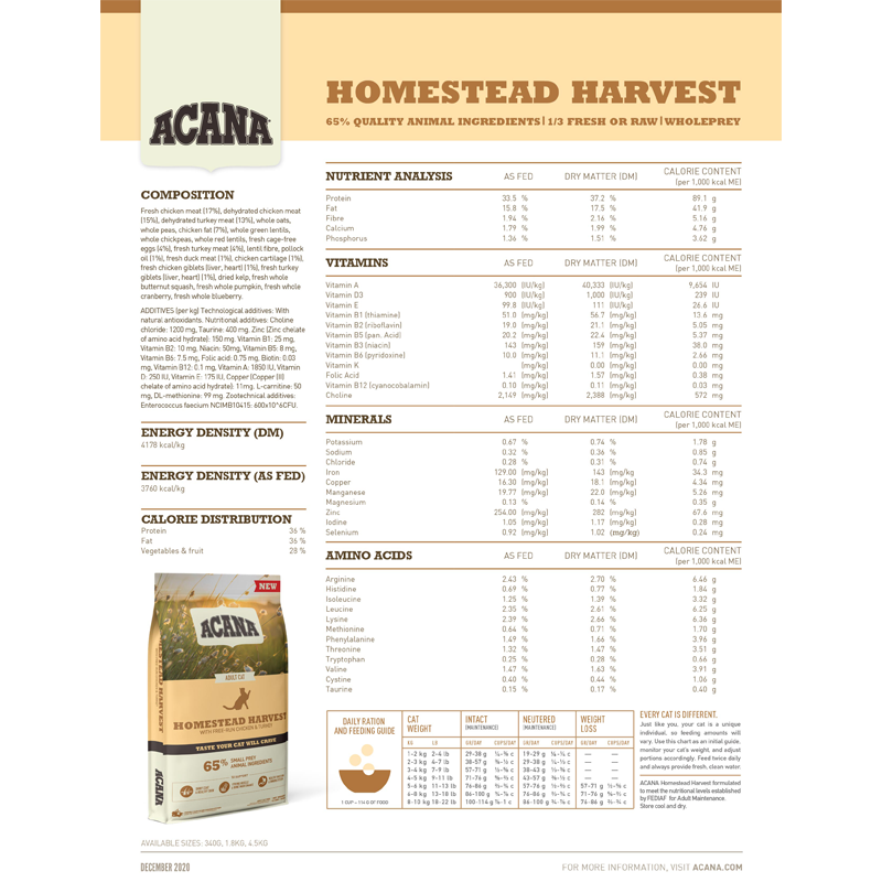 ACANA Homestead Harvest Cat Dry Food