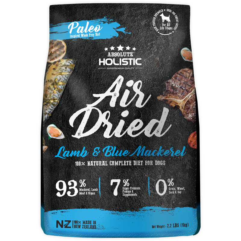 [3 for $159.9] Absolute Holistic Air Dried Blue Mackerel & Lamb (1kg)