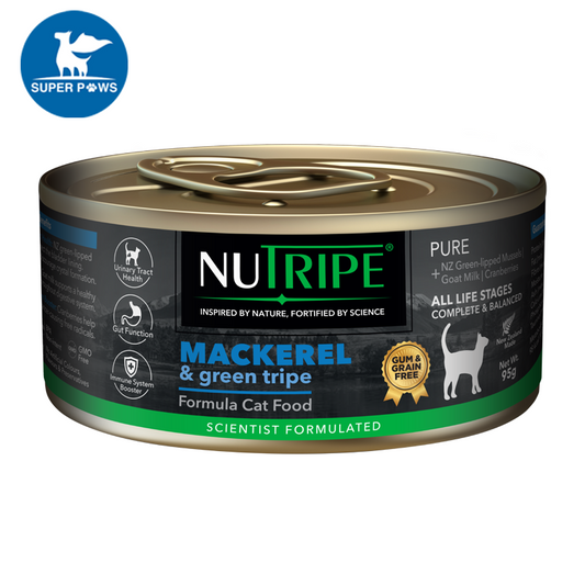 Nutripe Pure Mackerel & Green Tripe Gum & Grain-Free Canned CAT Food 95g