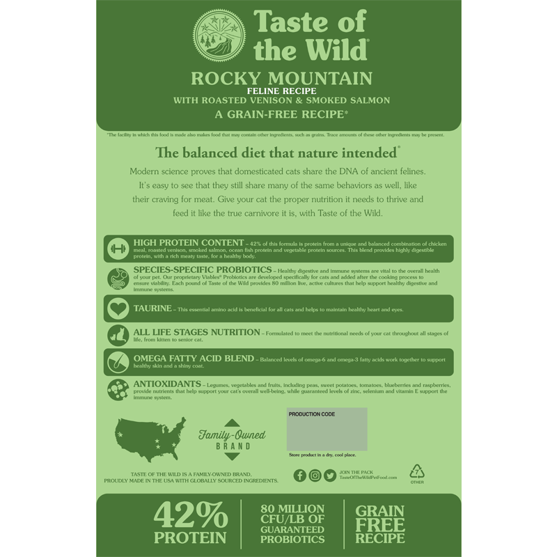 Taste Of The Wild Rocky Mountain Roasted Venison & Smoked Salmon Dry Cat Food
